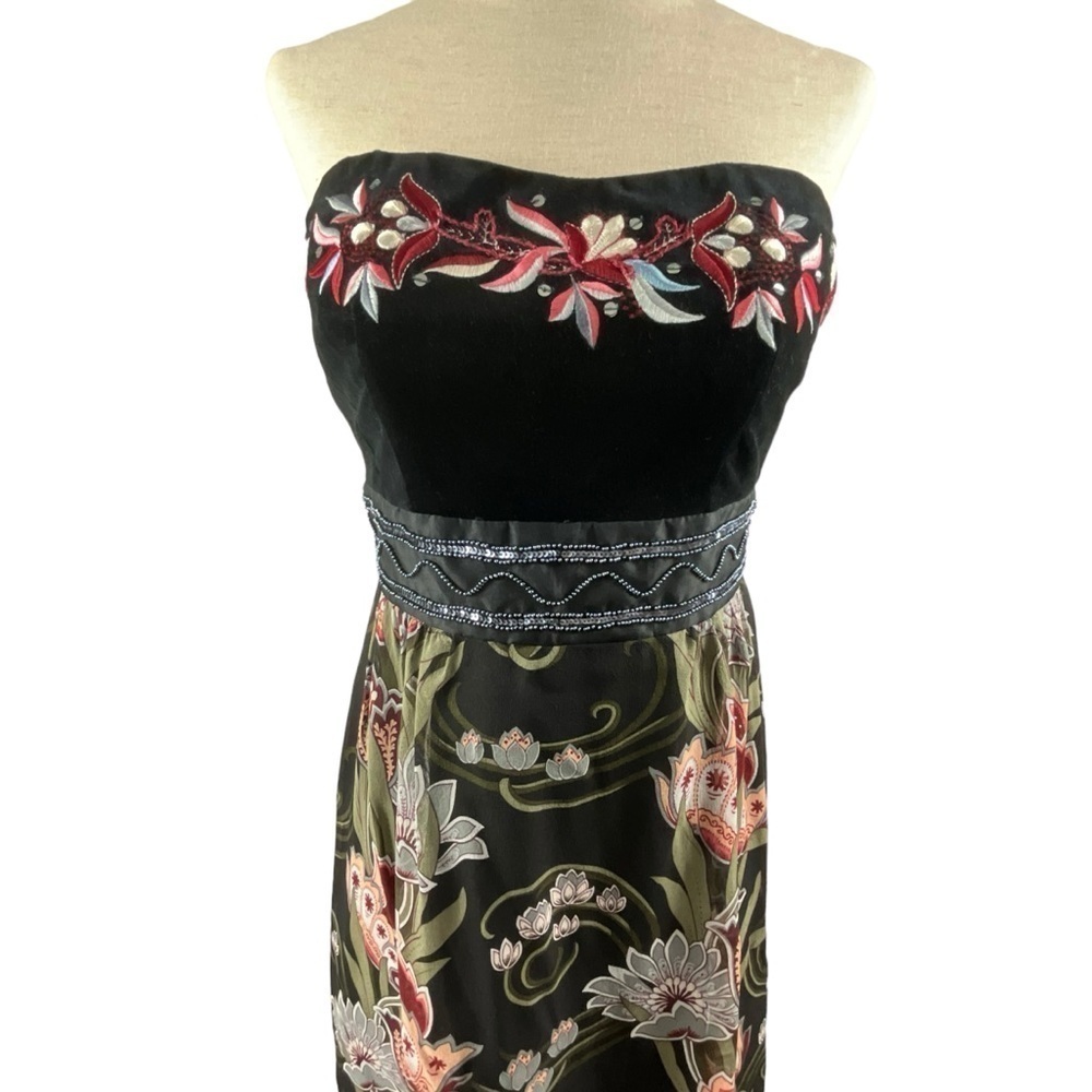 Nanette Lepore  Heirloom Embroidered‎ Sleeveless Velvet Silk Floral Dress - Picture 6 of 15